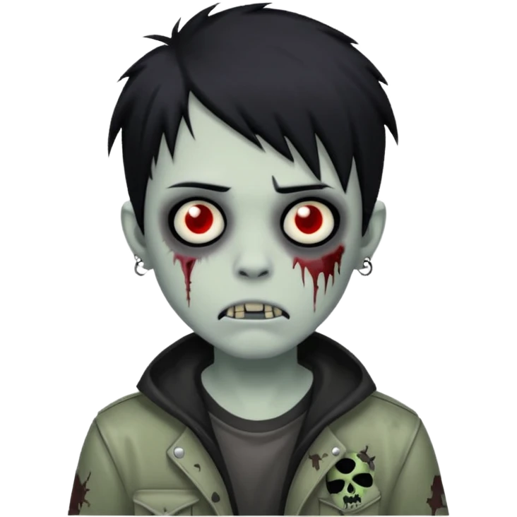 boy zombie with black hair emo piercing  emoji