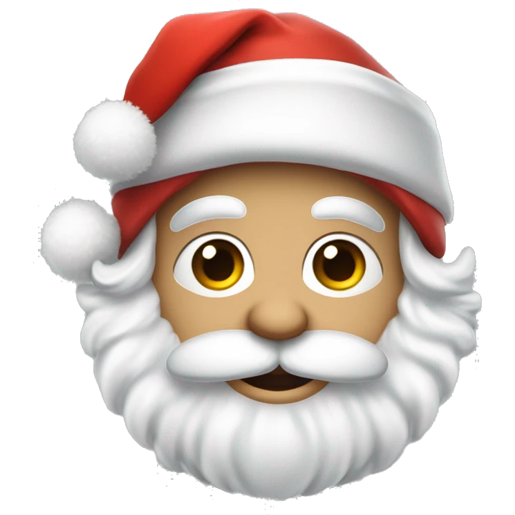 “An adorable Santa with a red suit, fluffy white beard, rosy cheeks, big eyes, and a red hat with a white pom-pom réaliste  emoji