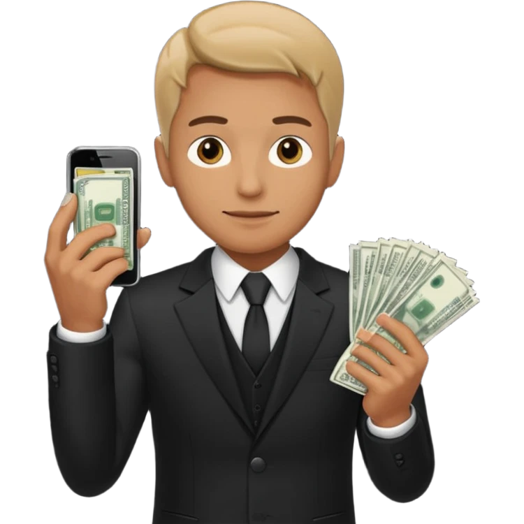 Mafia holding money and phone emoji