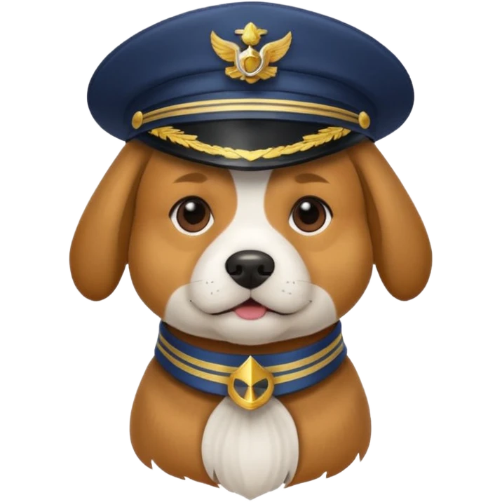 dog wearing a captain's hat emoji