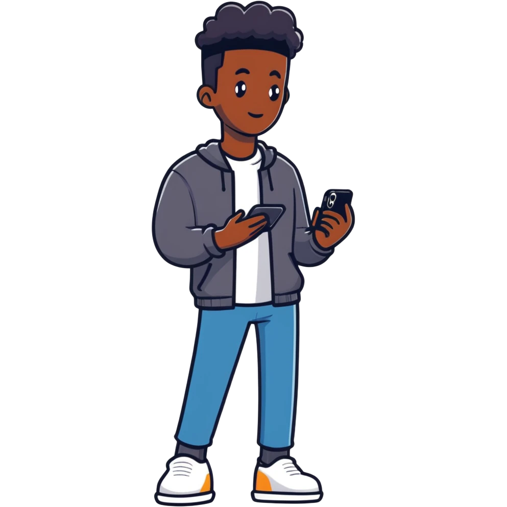 Black guy with iPhone 14 Pro emoji