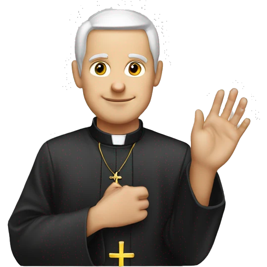 White Catholic Priest doing phone hand symbol emoji