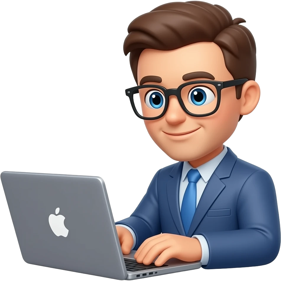 👨‍💻with apple style memoji male laptop work emoji