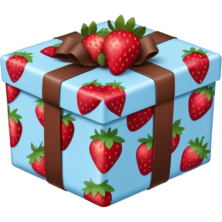 a pale blue package in Strawberries in chocolate emoji