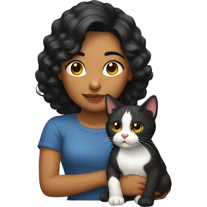 Gato negro con una chica pelo negro  emoji