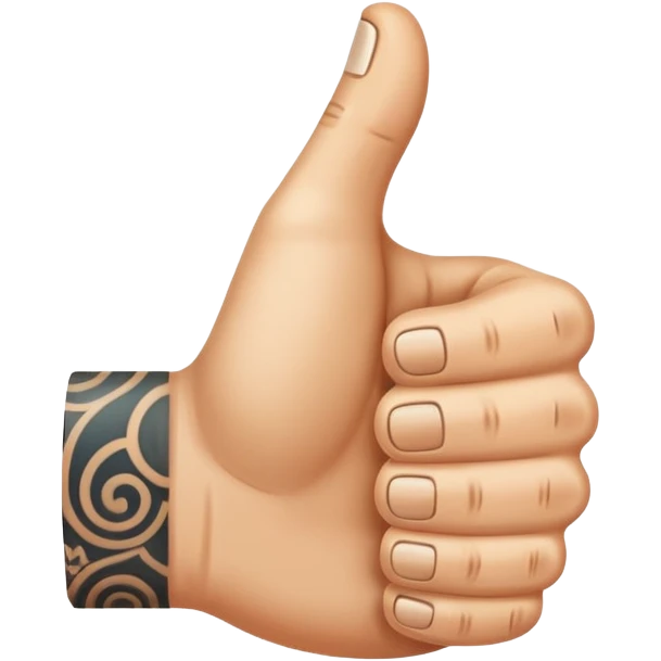 Tattooed arm thumbs up emoji