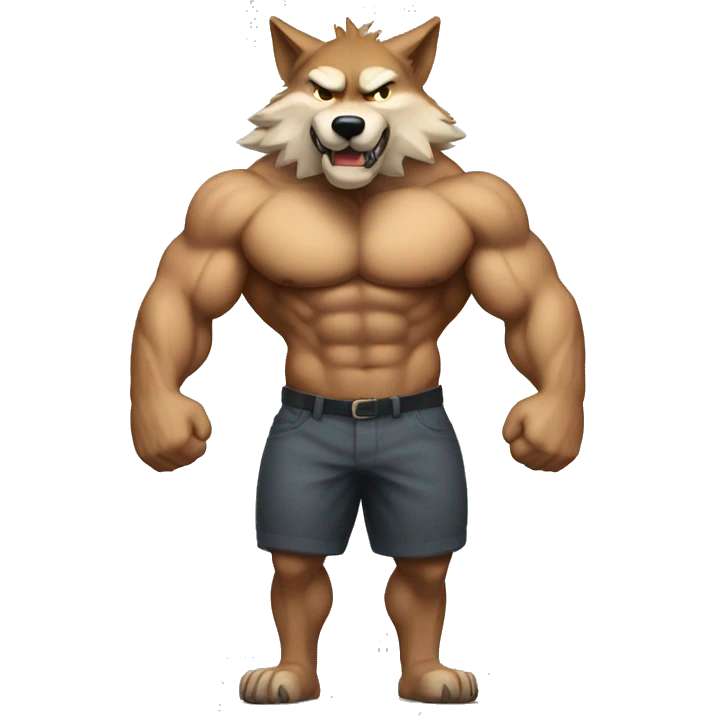 Buff wolf muscles standing  emoji