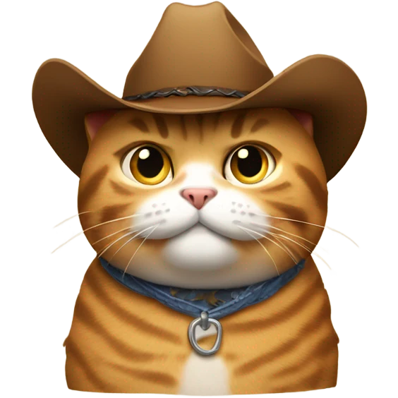 Fat cat with a cowboy hat emoji