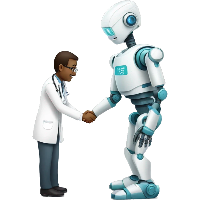 Robot handshakes a doctor emoji