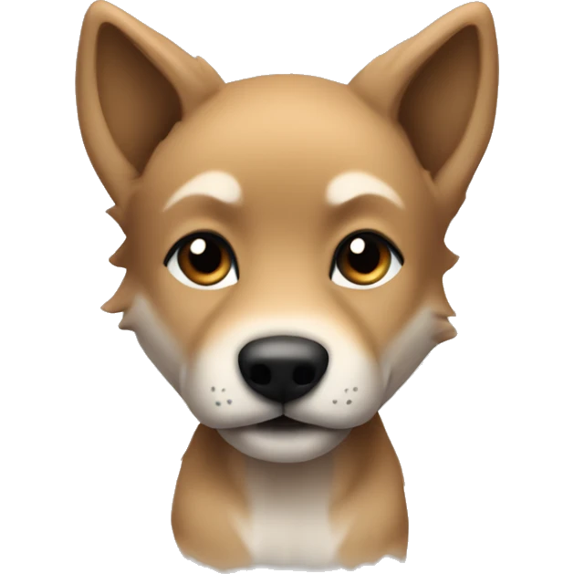4 very short legs a light brown puppy-like wolf with black ears emoji
