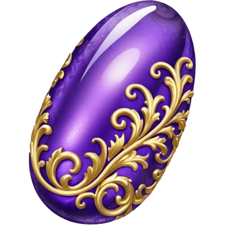 gold and dark purple rococo inflatable puffy nail polish emoji