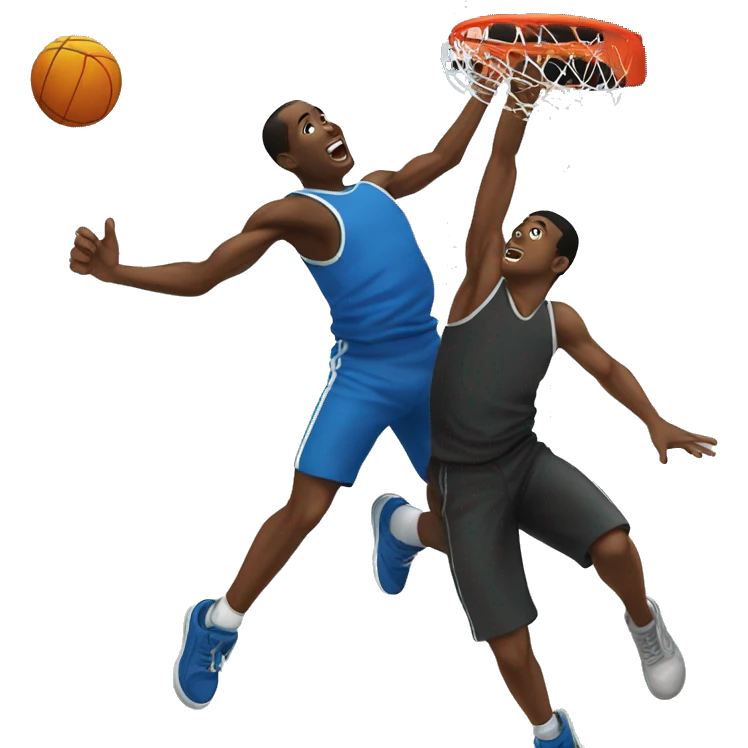 Black male getting dunked on by another black male emoji