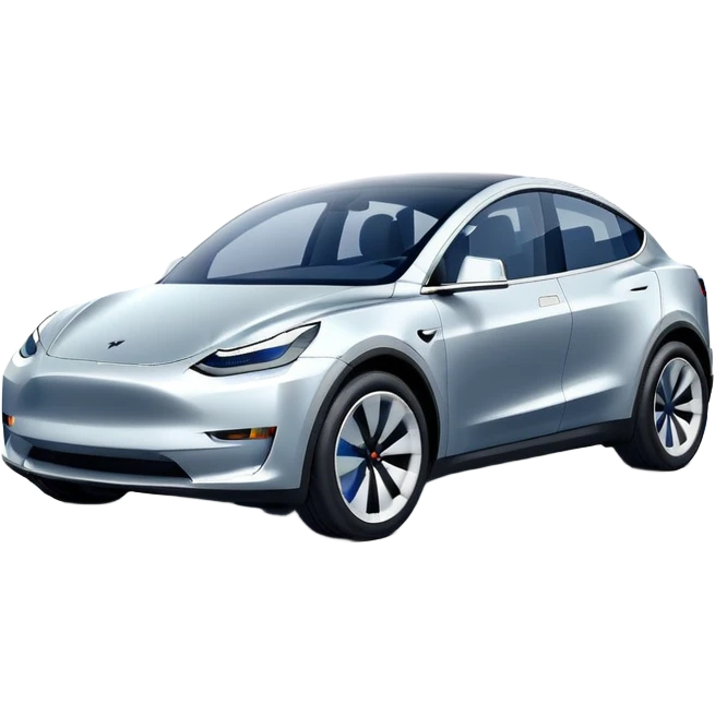 A Tesla Model Y parallel parking with a blue trajectory showing the planned path emoji