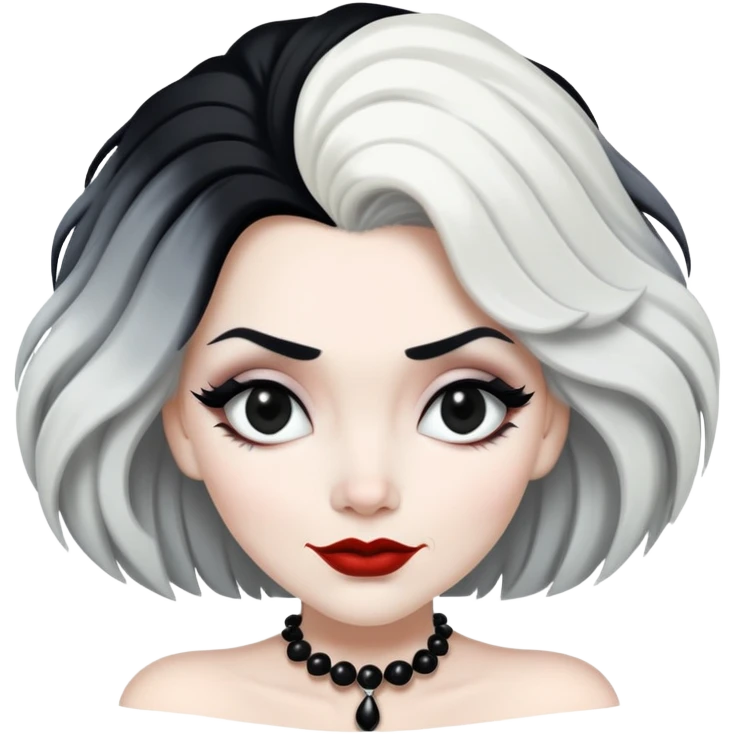 Cruella de Vil with black and white hair emoji