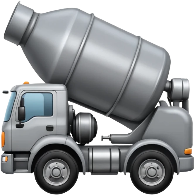 Illustrate a cement mixer truck with a rotating drum on the back. emoji