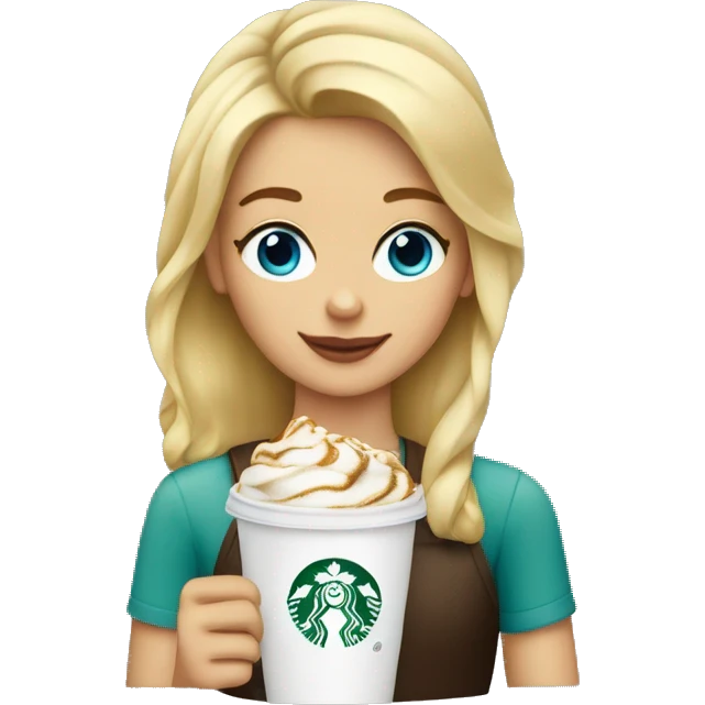 Starbucks cup drink with blonde girl blue eyes  emoji