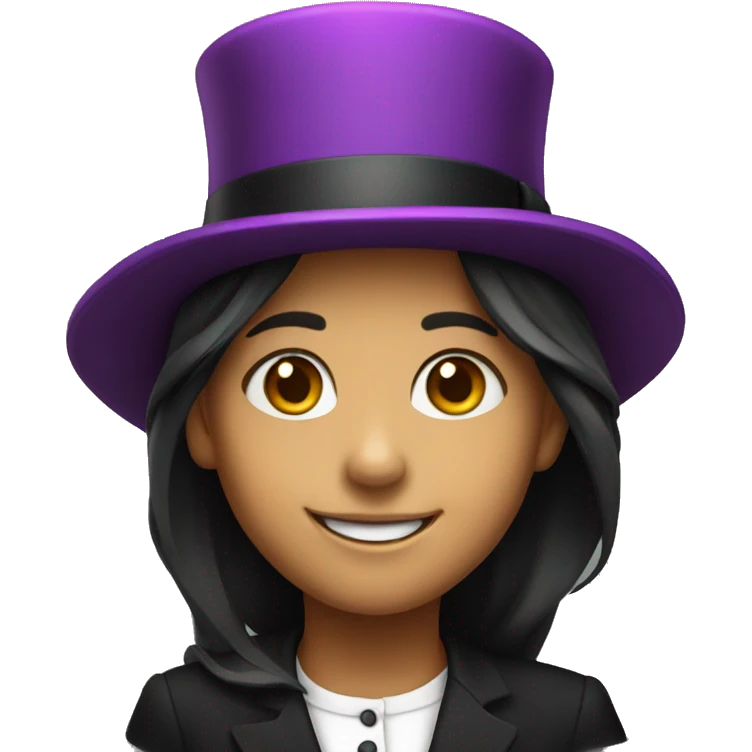 smiling girl in top hat emoji