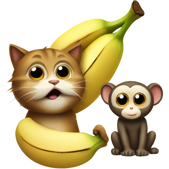 cat eating banana petting monkey emoji