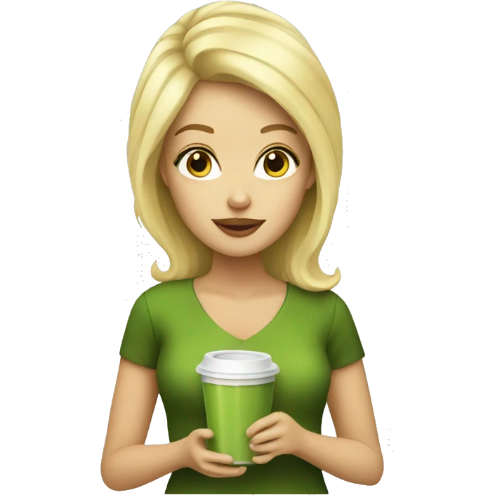 Blonde Women with a Matcha Cup emoji