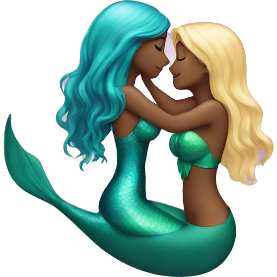 Mermaid kissing another mermaid emoji