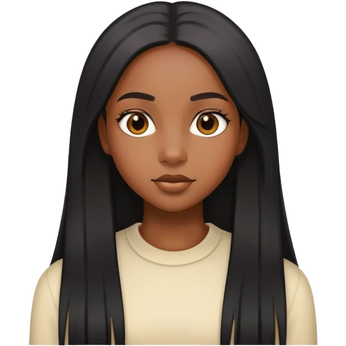 black girl with straight long hair emoji