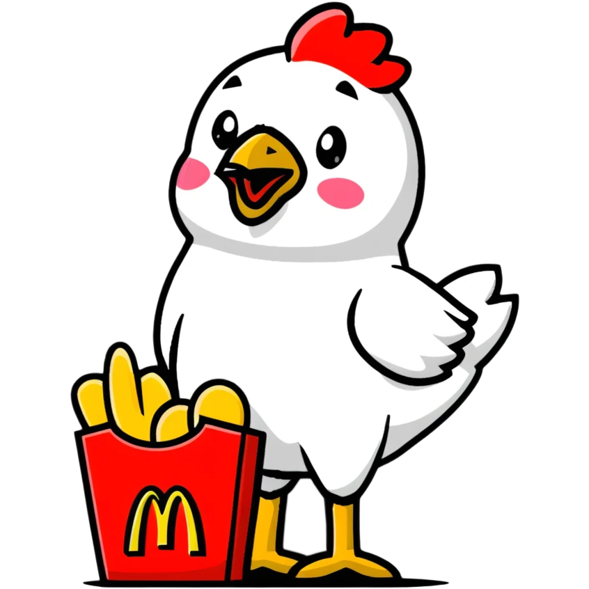 Poulet qui mange des nuggets Macdonald  emoji