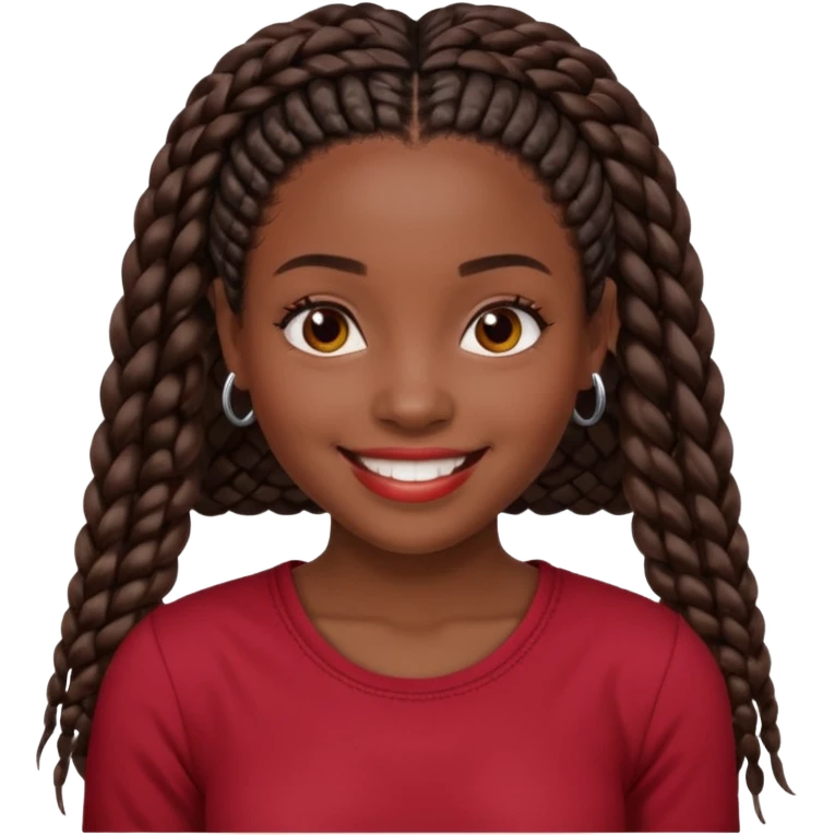 Black girl with box braids and a dark red top emoji