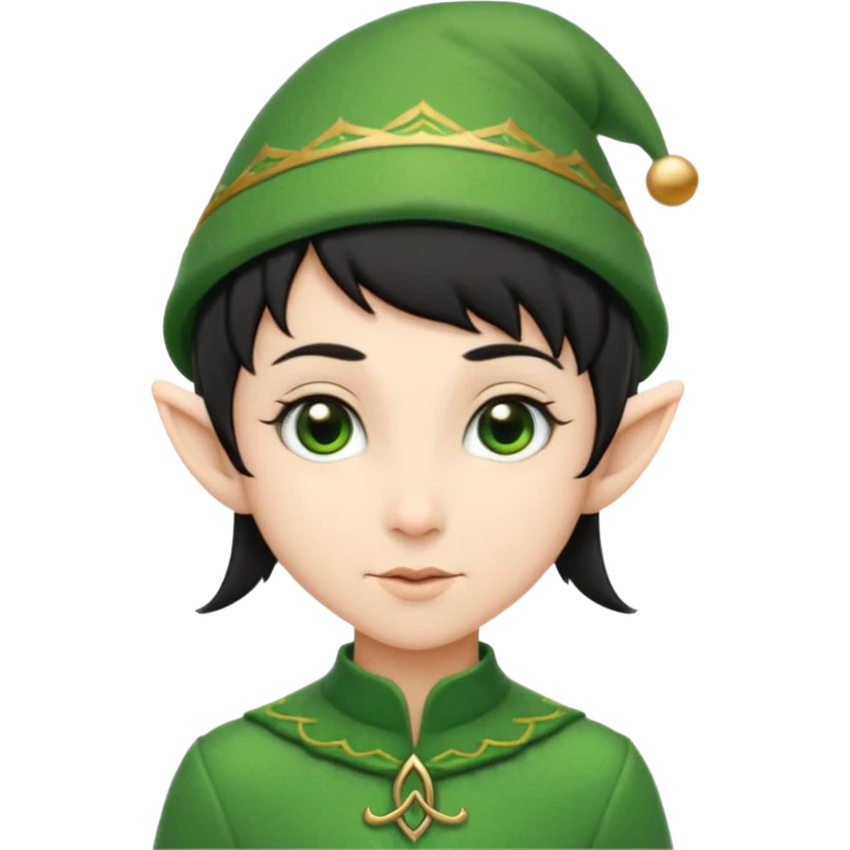 elf with short black hair and green hat emoji