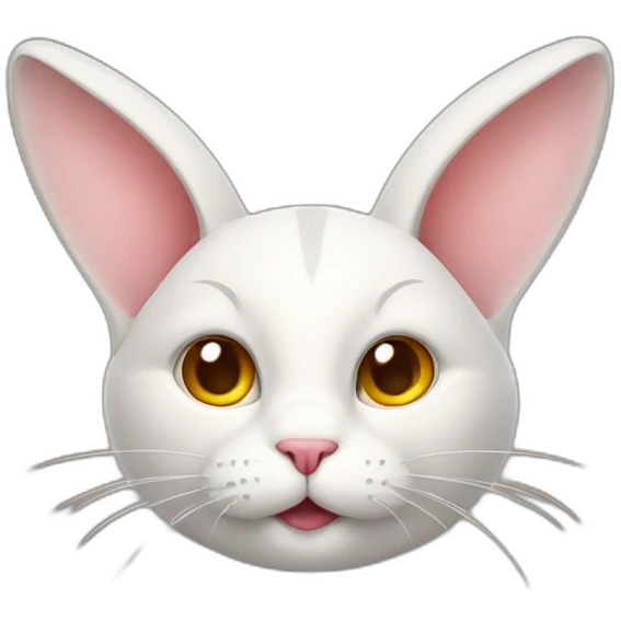 cat mixed with a bunny with an apple emoji