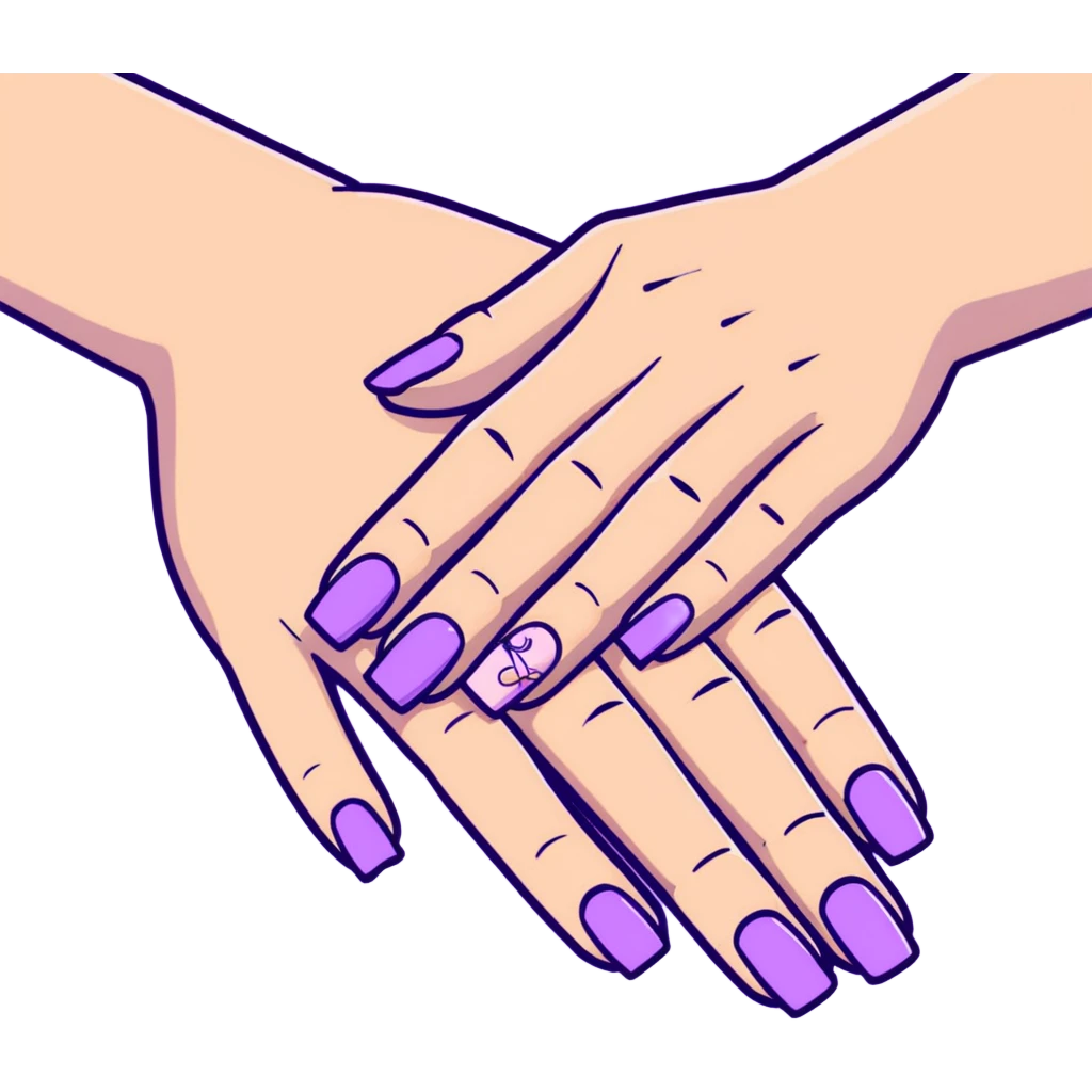 lilac pastel manicure with nail art designs emoji