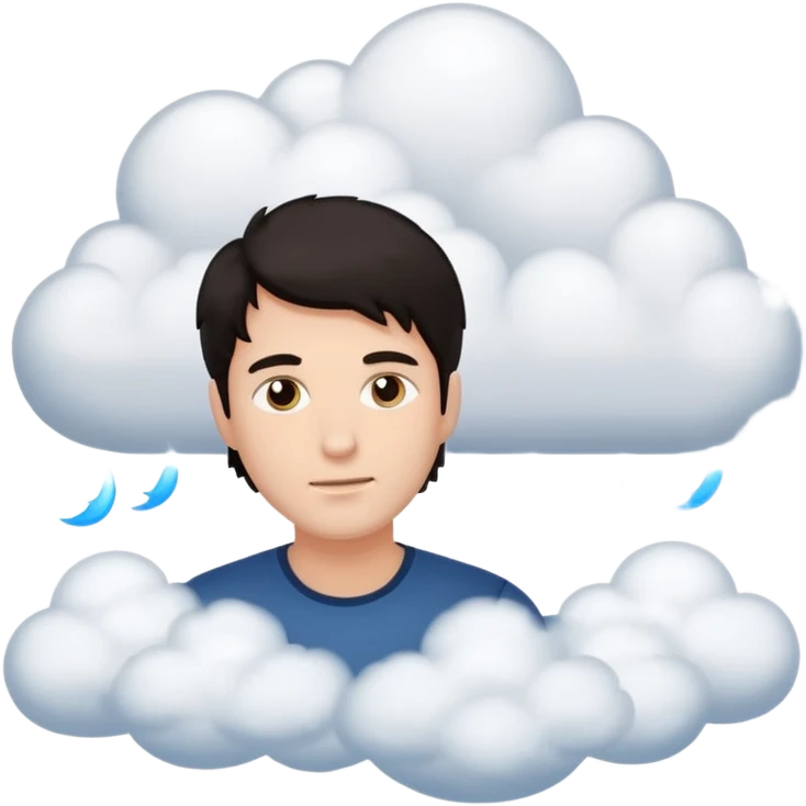 Man fall into a cloud emoji