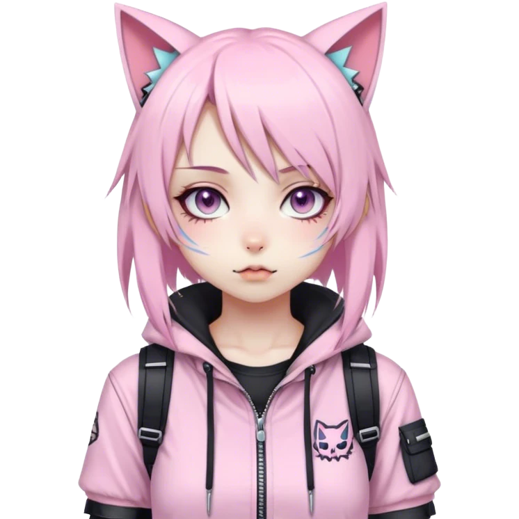 Edgy Kawaii Cute Cool Pastel Cartoon Beautiful Elegant Pretty Anime Punk Techwear Gothic Catgirl emoji