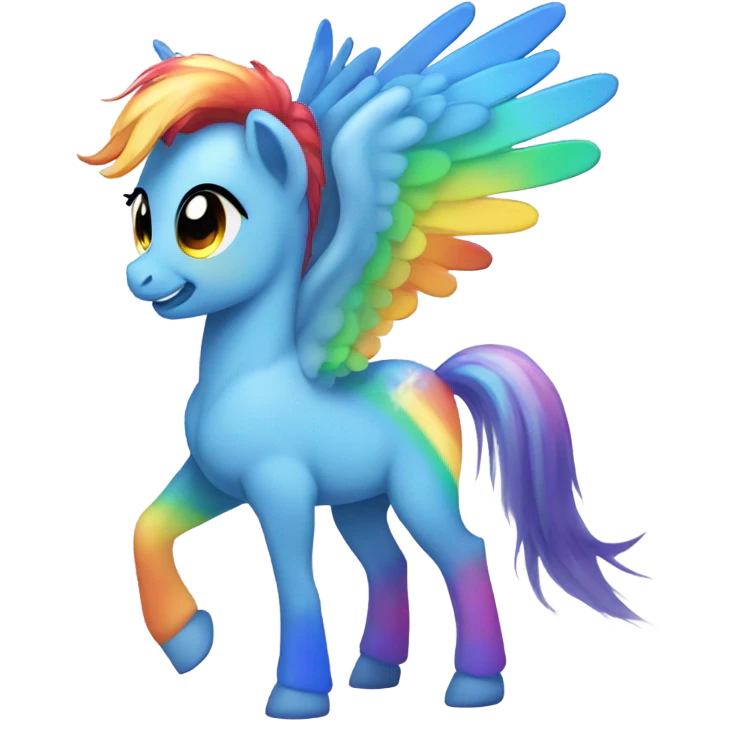 Pony with rainbow hair and blue skin with wings emoji