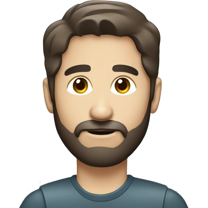 Man w dark brown hair beard using radio transmitter emoji