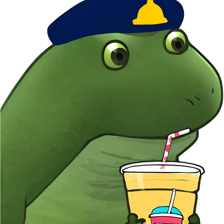 Dinosaur drinking boba emoji