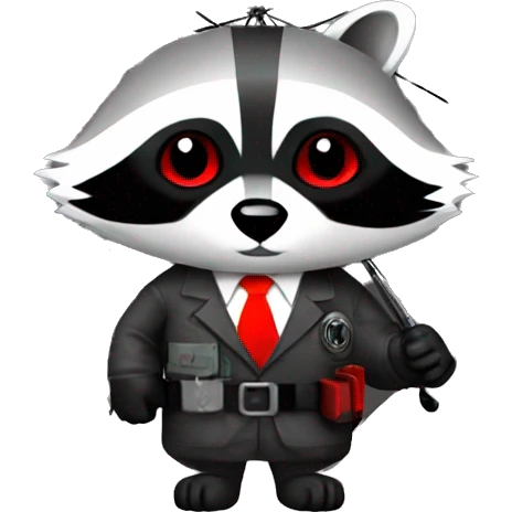 Raccoon with umbrella corporation logo emoji
