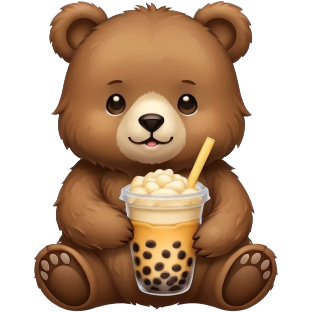 Bear holding boba  emoji