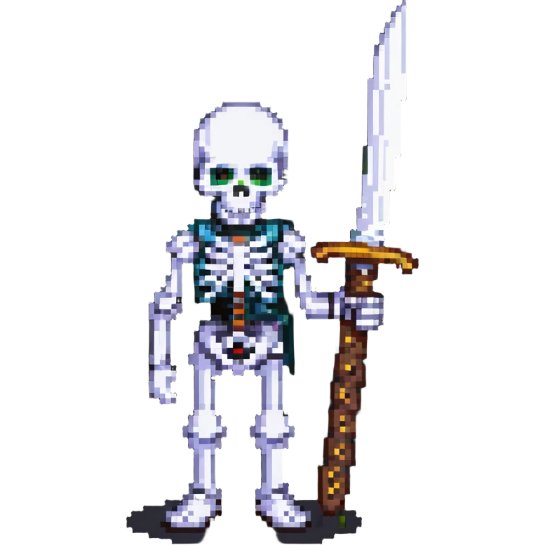 skeleton holding a curved sword emoji