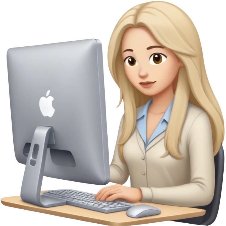 Busy mom working on a computer with hair emoji
