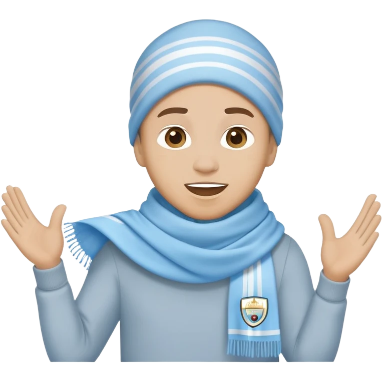 Manchester City fan cheering with sky blue scarf emoji
