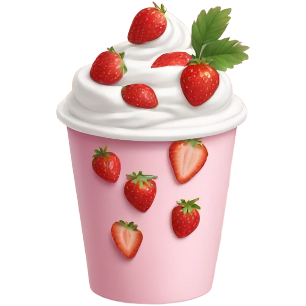 Strawberries and pink cream in a cup emoji