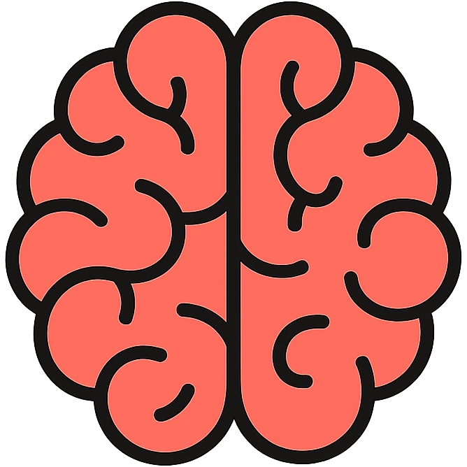 brain icon, clean modern style, lineal color icon with black outlines emoji
