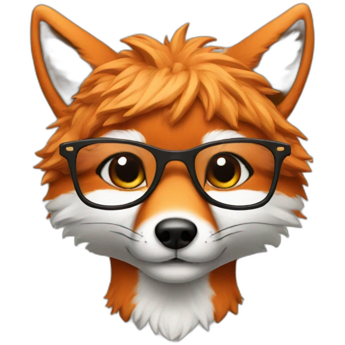 fox with glasses and wig on head emoji