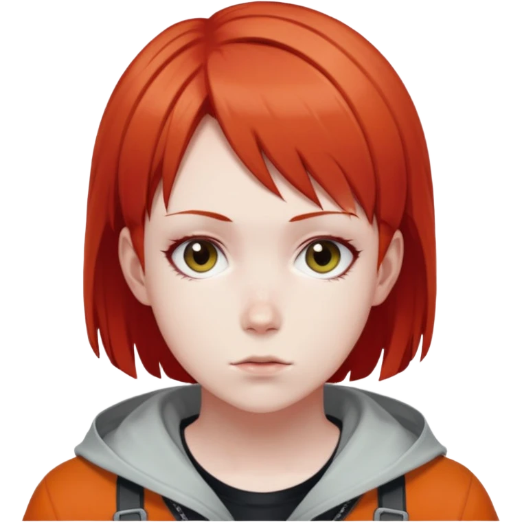 Makima from Chainsaw Man, short red hair, calm facial expression emoji