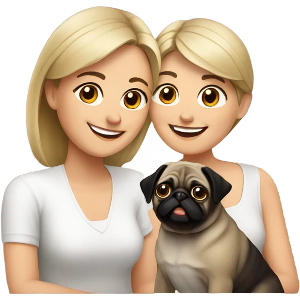 Me and my wife with our pug emoji