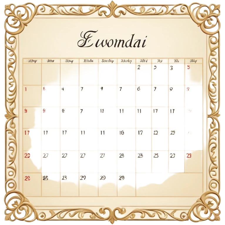 edwardian monthly calendar page emoji