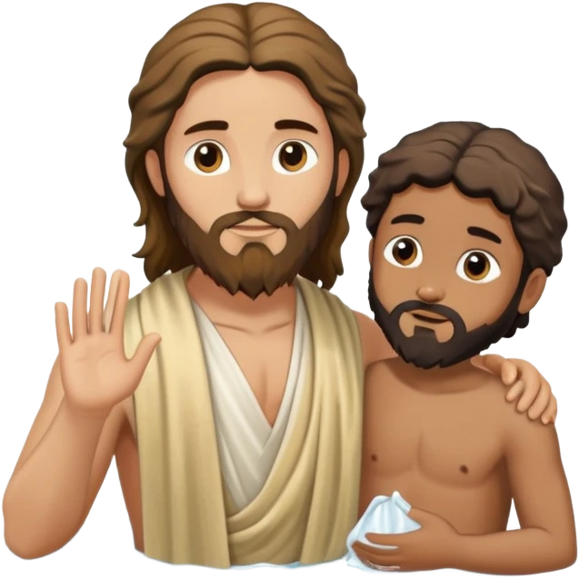 use this emoji head john the baptist with clothes, water, baptizing cool Jesus emoji