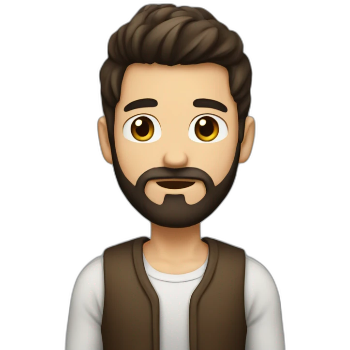 a boy with long beard, the beard are little brown color and black and hair also emoji