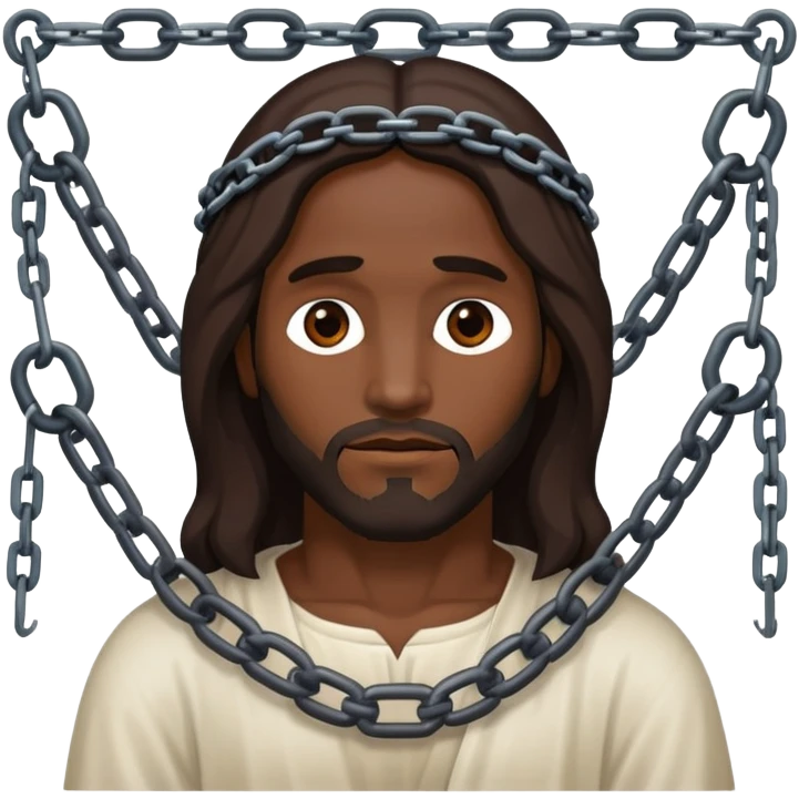 Dark skin christ Jesus chained emoji