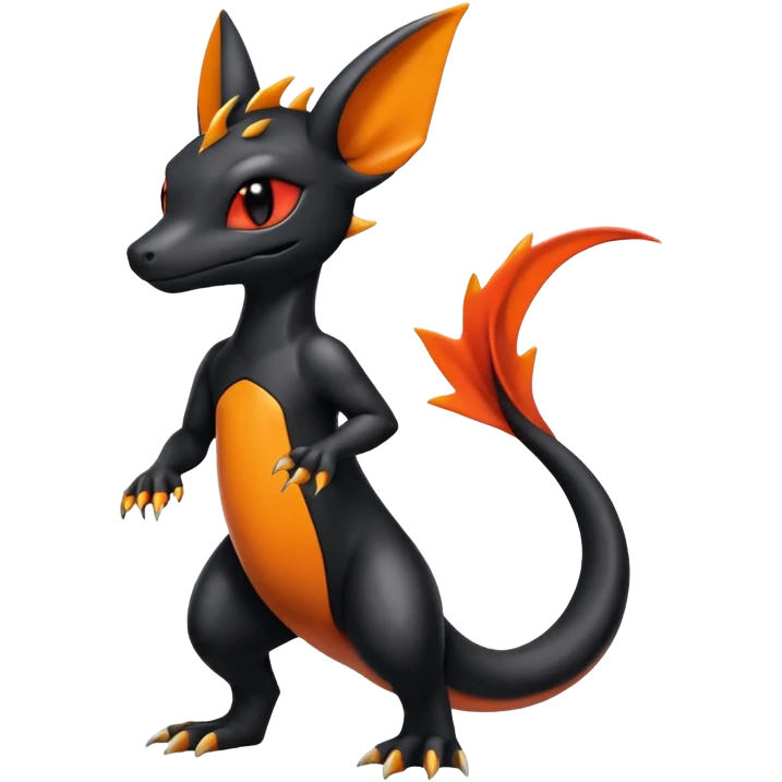 Shiny Cute Salandit-Umbreon-Charmeleon-Fakémon-hybrid-creature (full body)  emoji